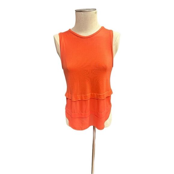 Michael Kors Orange Tiered Sleeveless Blouse Size Small - Picture 2 of 7